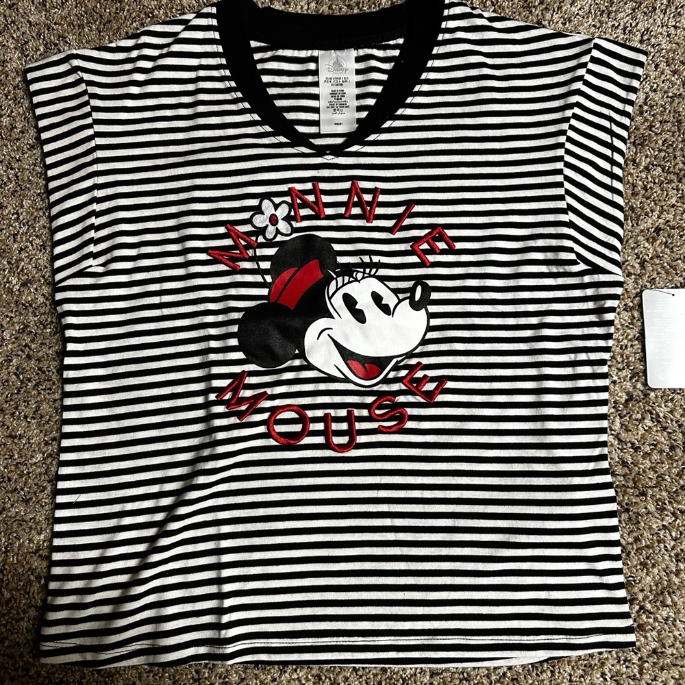 Minnie Mouse Striped womens Shirt - Black and White